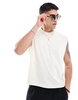 ASOS DESIGN boxy oversized tank top with back city graphic in off white