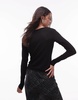 & Other Stories supersoft jersey ruche boat neck top with long sleeves in black