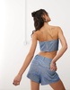 Amy Lynn high shine metallic bandeau top in blue - part of a set