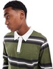Another Influence striped long sleeve polo shirt in khaki