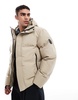 Jack & Jones Premium oversized shell puffer jacket in beige
