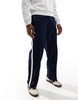 Bershka wide fit side panel sweatpants in navy