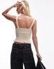 Mango bow front knit cami in beige