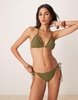 Stradivarius tie side bikini bottoms in khaki