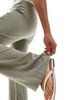 Bershka linen mix tailored flared pants in taupe