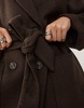 Monki belted double breasted coat in brown melange