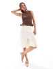 ASOS DESIGN poplin shirred neck tank top in brown