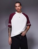 ASOS DESIGN oversized contrast raglan T-shirt with tape detail in cream