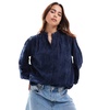 & Other Stories floral embroidered blouse in navy