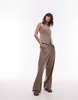 Mango button up cami vest in brown - part of a set