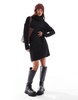 Only roll neck knitted mini sweater dress in black