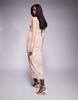 AFRM Shailene high neck mesh midi dress in almond ombre