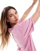 ASOS DESIGN slouchy raw edge regular fit washed t-shirt in washed plum