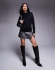 ASOS DESIGN gathered detail long sleeve top in black