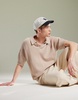 ASOS DESIGN relaxed boxy fit knit notch neck polo in stone