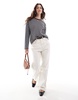 Vero Moda boxy long sleeve t-shirt in dark gray and white stripe