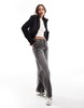 ASOS DESIGN hybrid knit and nylon bomber jacket in black