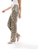 Bershka straight leg faux leather pants in snake print
