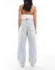 Bershka wide balloon leg jeans in super light wash