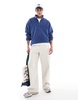 ASOS DESIGN oversized quarter zip fleece sweatshirt in dark blue