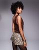 ASOS DESIGN asymmetric slinky cowl top in chocolate