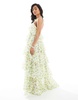 Vero Moda Felicia halter neck tiered maxi dress with corsage detail in lemon print