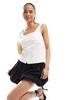Brave Soul square neck zip up tank top in white