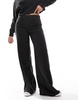 Bershka soft touch wide leg pants in dark gray - part of a set