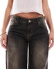 Bershka super baggy wide leg jeans in brown wash