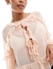 ASOS DESIGN chiffon ruffle volume sleeve blouse in soft pink