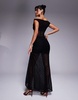AFRM Tristen off the shoulder maxi dress with side slit in back