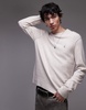 AllSaints Statten ramskull wool blend sweater in oatmeal