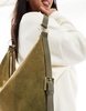 ASOS DESIGN suede scoop shoulder bag in forest green