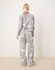 ASOS DESIGN rainbow long sleeve top & pants pajama set in gray heather
