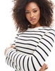 ONLY long sleeve crew neck knit top in beige with navy stripes