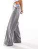 Bershka high rise wide leg jeans in gray wash