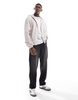 ASOS DESIGN 400g heavyweight boxy oversized zip through hoodie in oatmeal heather