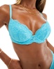 Ann Summer Sexy Lace padded plunge bra in aqua
