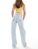 Bershka straight leg jeans in super light wash blue