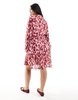 Vero Moda Curve chiffon tie waist mini dress in rhubarb print