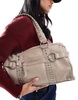 Bershka city bag with stud detail in beige