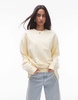 Topshop premium seam detail long sleeve skater tee in buttermilk