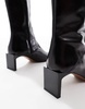 ASOS DESIGN Raine premium square toe mid-heel boots in black leather