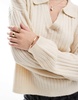 Brave Soul v-neck polo sweater in cream