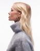 Topshop knitted super fluffy roll neck oversized sweater in multi