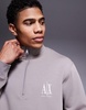 Armani Exchange logo half zip sweatshirt in brown