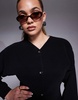 ASOS DESIGN ribbed balloon sleeve structured button up top in black - part of a set