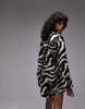 Topshop satin tie belt kimono sleeve mini in mono zebra
