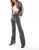 Bershka flared tailored pants in dark gray