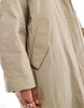 ASOS DESIGN clean longline puffer coat with hood in ice gray